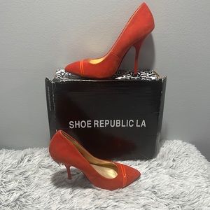 Shoe Republic La orange high heels shoes size 6.